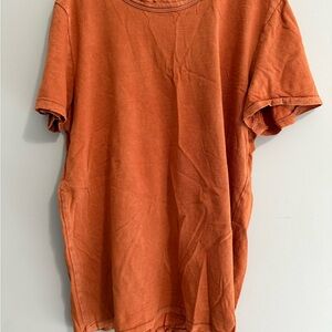Distressed 100% Cotton Juniper Orange Short-Sleeve Crew Neck T-Shirt